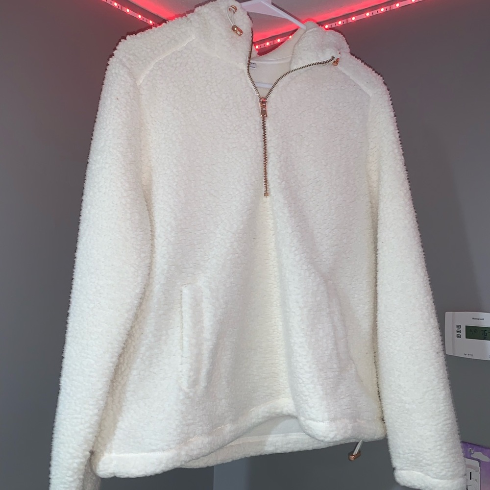 White Old Navy Sherpa Hoodie
